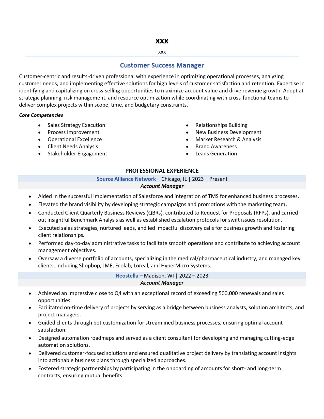 Director of Business Development Resume Template